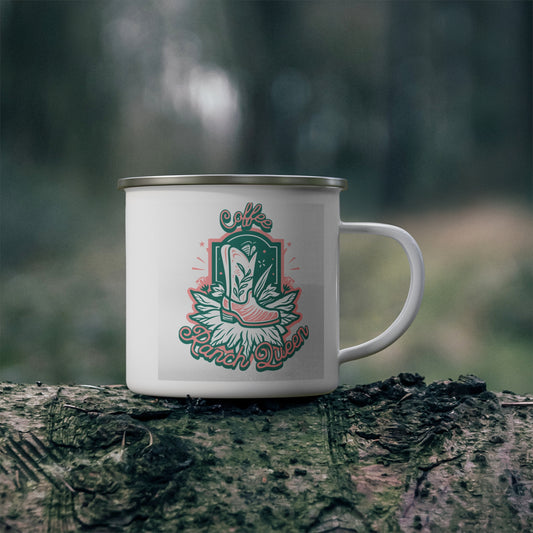 Ranch Queen Enamel Camping Mug - Perfect for Outdoor Adventures & Coffee Lovers