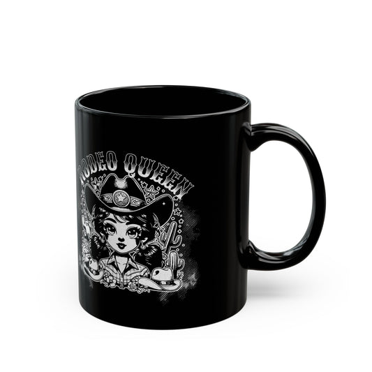 Rodeo Queen Black Mug - 11oz & 15oz - Perfect Gift for Cowgirls