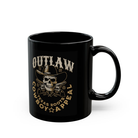 Outlaw Cowboy Appeal Mug - 11oz & 15oz Black Coffee Cup - Perfect Gift for Western Lovers