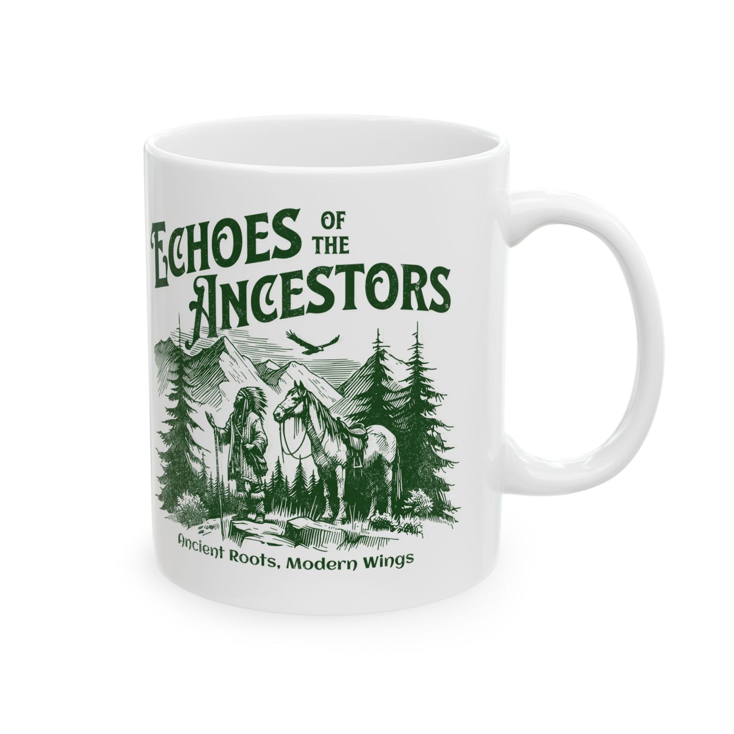 Echoes of the Ancestors Ceramic Mug - 11oz & 15oz - Nature-Inspired Coffee Cup for Heritage Enthusiasts